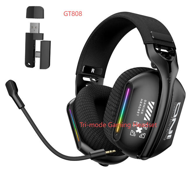 2026 Hot Sale 2.4G Wireless Gaming Headset with Mic Free Rotation & Ajustable Headband GT-808