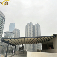 Pergola pliante motorisée imperméable avec structure en aluminium robuste, résistante au vent, pour hôtel, jardin, balcon, piscine