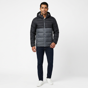 Custom Logo Canvas <b>Men</b> Puffer <b>Jacket</b> Winter <b>Warm</b> Quilted Breathable Quick Dry Lightweight Outdoor Sportswear Windbreaker - Product Image 1