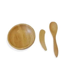 Mini crème à base d'argile pour le visage, écologique, mignon, bricolage, soins de la peau, mélange de bambou, masque Facial, bol et brosse, spatule avec cuillère, ensemble, Offre Spéciale