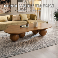 Table basse et à thé en bois de style nordique moderne avec hauteur réglable, couleur et taille personnalisables, design de panneau