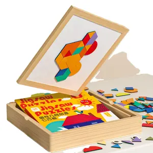 لعبة أطفال تعليمية مبكرة صندوق خشبي لألعاب الألغاز والألغاز المغناطيسية على شكل خشب للأطفال