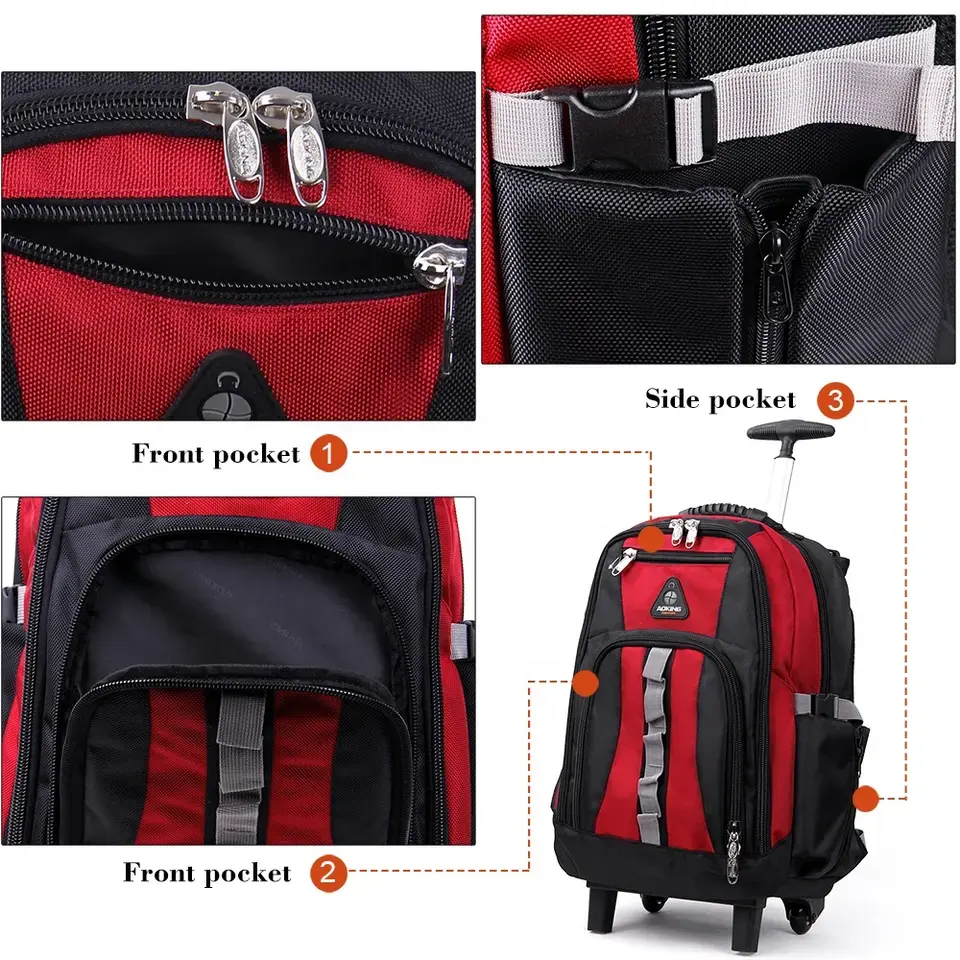 AOKING Backpacks With Trolley Waterproof Wheeled Trolley Backpack