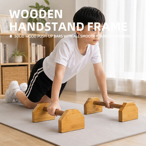Supporto per Flessioni in Legno Naturale Massiccio con Base Antiscivolo, Attrezzo per <span class=keywords><strong>Ginnastica</strong></span> per Bambini, Allenamento Braccia e Core per Educazione Precoce - Product Image 1