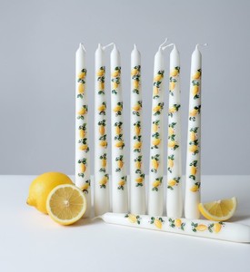 Handmade Soy Paraffin Wax <b>Taper</b> <b>Candles</b> Lemon Citrus Blossoms Delicate Green Leaves Cinnamon Scent Smokeless Home Decoration - Product Image 1