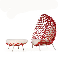 Ensemble de table en rotin en plastique imperméable pour restaurant de jardin extérieur avec chaises Egg Chair pour balcon