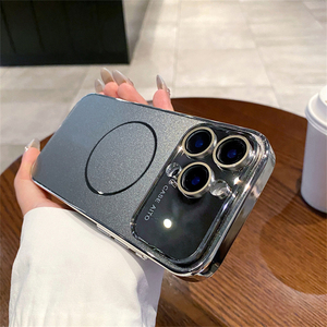 Sang Trọng Mạ <span class=keywords><strong>Silicone</strong></span> Đầy Đủ Ống Kính Bảo Vệ Từ Điện Thoại Di Động Trường Hợp Đối Với iPhone 16 Pro Max 17 15 14 13 Matte Cover Quay Lại Vỏ - Product Image 2