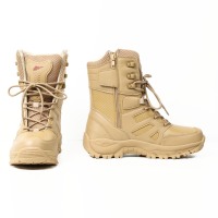 Bottes de sécurité en cuir pleine fleur imperméables, bottes tactiques de cadet, chaussures de sécurité en caoutchouc PU pour l'hiver