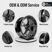 Jantes en alliage rivetées à 5 branches, style Deep Dish, chromées noires, 17, 18, 19, 20 pouces, pour BMW Audi, style aérodynamique de luxe haute performance, DW 2 pièces