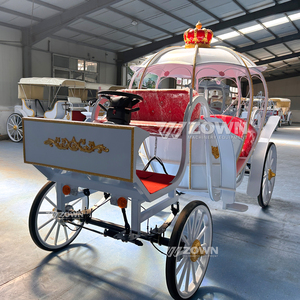 Charrette de mariage royale en forme de citrouille pour princesse, siège rouge avec couronne rouge, vente en gros - Product Image 2