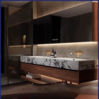 CBMMART-Meuble sous-vasque mural de luxe à double vasque avec miroir LED