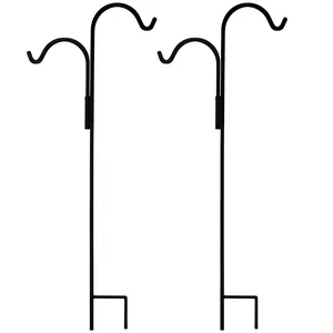 JH-Mech金属灯笼牧羊犬挂钩用于花园庭院的黑色耐用铁弧形挂钩植物灯笼牧羊钩