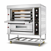 Oven Pizza Listrik Komersial Dua Tingkat, Promo Panas, 2/4/6 Loyang, Tegangan Sesuai Pesanan untuk Ekspor Timur Tengah dan Afrika