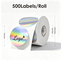 Étiquettes adhésives personnalisées en vinyle holographique argenté, écologiques, durables, imperméables, résistantes à l'huile, amovibles, sans résidus, forme de logo personnalisée
