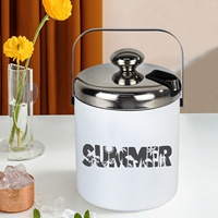 Seau à glace en acier inoxydable miniature pour sublimation, seau à champagne portable à double paroi, seau à boissons blanc avec couvercle et pinces