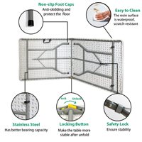 Table Pliante Rectangulaire Légère Blanche en Plastique HDPE Personnalisée pour Extérieur, Idéale pour Événements et Camping