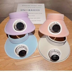 หมวกพัดลมพลังงานแสงอาทิตย์ ปีกกว้าง ชาร์จไฟได้ ป้องกันรังสียูวี สำหรับฤดูร้อนกลางแจ้ง ป้องกันแสงแดด สีพื้น โพลีเอสเตอร์ - Product Image 2
