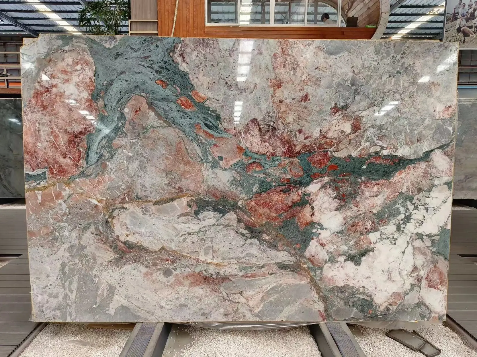 SHIHUI, superficie pulida de piedra Natural, diseño de interiores, baldosas de losa de mármol rosa de cuatro estaciones para azulejos de suelo de pared