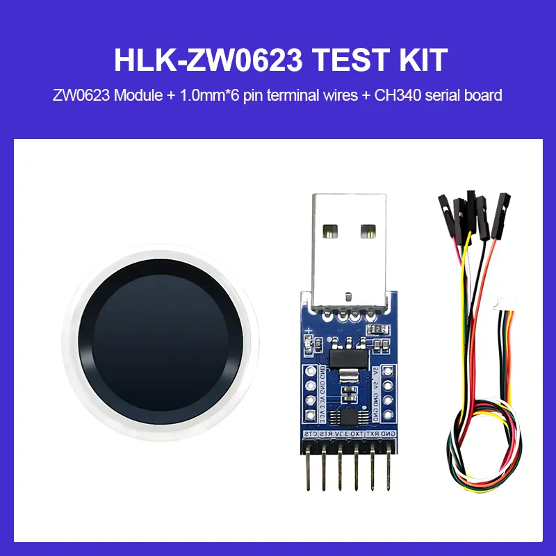 HLK-ZW0623 Halfgeleider Vingerafdruk Verwerkingsmodule Capacitieve Vingerafdruk Met Laag Vermogen Vingerdetectie 100Pcs Vinger