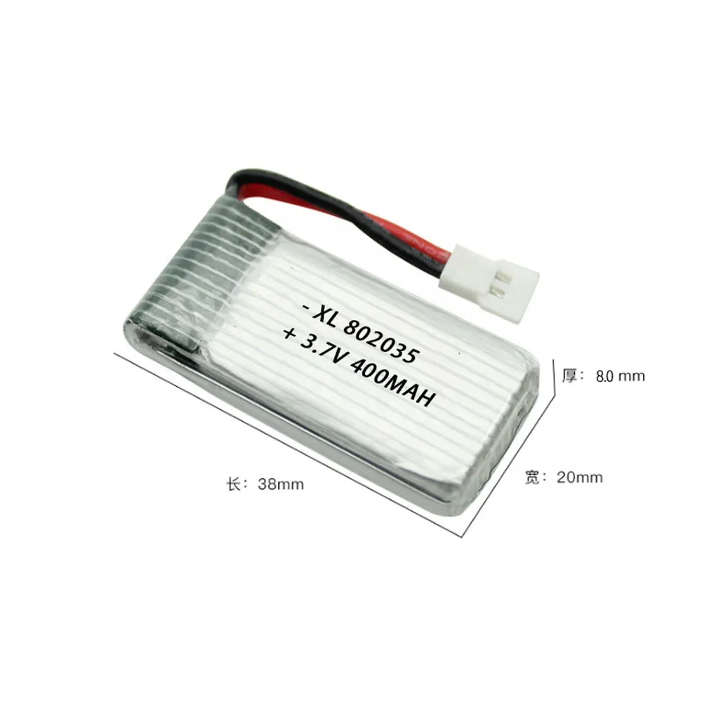 802035 high discharge lipo battery 3.7v 400mah 25C 30C for drone/uav