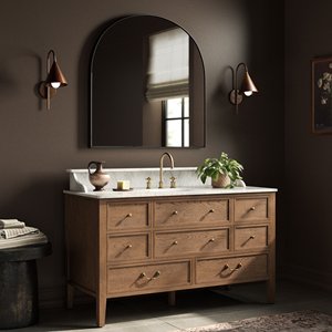 Mobile <span class=keywords><strong>Bagno</strong></span> Moderno di Lusso in Legno di Quercia con Lavabo Singolo e Top in Marmo per Arredamento di Alta Gamma - Product Image 6