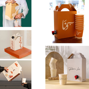 Porte-boissons en <span class=keywords><strong>carton</strong></span> écologique personnalisé 32/64/96/128/160 oz, économique, pour emporter, boîte à café, <span class=keywords><strong>distributeur</strong></span> de café jetable - Product Image 3