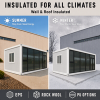 Maison conteneur en acier détachable portable de 20 et 40 pieds, maison conteneur modulaire préfabriquée en verre, facile à installer
