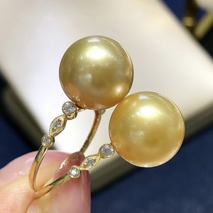 แหวนมุกทองคำแท้ G18k รุ่นใหม่ สไตล์อเนกประสงค์ ขนาด 11-12 มม. ไร้ตำหนิ หนา พร้อมปรับขนาดได้ เหมาะสำหรับคนทำงาน - Product Image 4