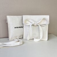 Sac pliable en coton écologique personnalisé, pochette d'emballage anti-poussière pour bijoux et ornements, sac de rangement à cordon en coton