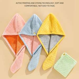 Factory Price Quick Dry Double Color Microfiber <strong>Hair</strong> Turban Drying <strong>Towel</strong> Woven Antimicrobial <strong>Wrapping</strong> <strong>Towel</strong> for Drying <strong>Hair</strong> - Product Image 2