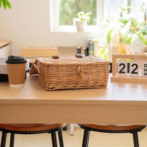 <span class=keywords><strong>Cesto</strong></span> portaoggetti rettangolare rustico in <span class=keywords><strong>vimini</strong></span> personalizzato, multiuso, con coperchio intrecciato a mano e rivestimento in tessuto - Product Image 2