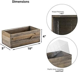 Jardinera rectangular <span class=keywords><strong>de</strong></span> <span class=keywords><strong>madera</strong></span> marrón Natural <span class=keywords><strong>de</strong></span> Long River, 10x5x4 pulgadas, respetuosa con el medio ambiente, duradera, rústica, estilo <span class=keywords><strong>de</strong></span> granja, ligera - Product Image 2