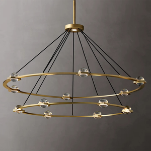 Lustre Rond à Deux Niveaux en Cristal K9 RHOEM Eclatant pour Salon, Décoration d'Éclairage de Luxe pour la Maison - Product Image 1