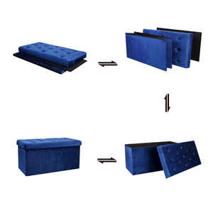 Offre Spéciale pouf moderne Bailey grand <span class=keywords><strong>banc</strong></span> pouf de rangement <span class=keywords><strong>bleu</strong></span> velours tissu pliant pouf <span class=keywords><strong>banc</strong></span> de rangement pour salon - Product Image 4