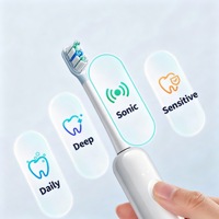 Cepillo de dientes sónico vibratorio, 60 °   Limpieza por oscilación, esterilización altamente efectiva, bloqueo portátil para viajes, cabezales de cepillo múltiples