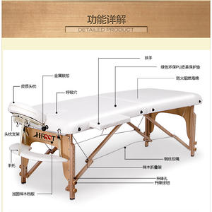 Lit de massage pliable en bois massif de style européen, réglable, original, vente en gros pour application faciale - Product Image 4