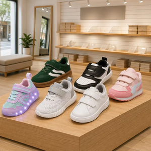Sepatu Sneakers PU Mesh Anak Ringan Bernapas Kasual Atletis Anti Selip Sol Tebal untuk Anak Perempuan dan Laki-laki Harga Terjangkau - Product Image 1
