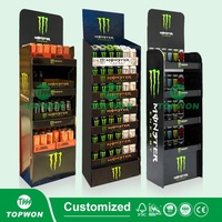 Présentoirs de Sol en Carton Ondulé Sur Mesure pour Boissons Énergisantes, Supports de Présentation de Bouteilles en Carton pour Supermarché et Commerce de Détail