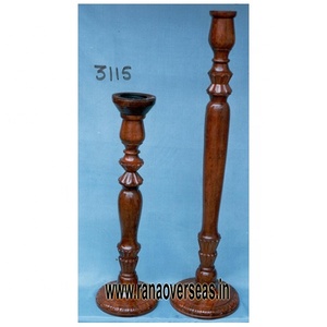 Grand bougeoir vintage en bois fabriqué à la main écologique avec base ronde pour la décoration de la maison de Noël de mariage - Product Image 3
