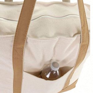 Bolsa de Compras de Algodón Sublimado con Logotipo Personalizado, Bolsa de Lona Reciclada con Bolsillo y Cremallera - Product Image 3