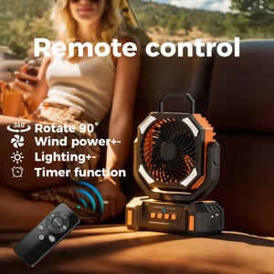 Ventilateurs rechargeables 20000mAh, ventilateur solaire de camping extérieur avec lumière LED, crochet rotatif, télécommande pour les situations d'urgence domestiques - Product Image 3