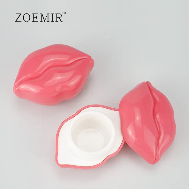 中国サプライヤーかわいいリップマスクジャー赤ピンクリップ形状化粧リップクリームケース容器