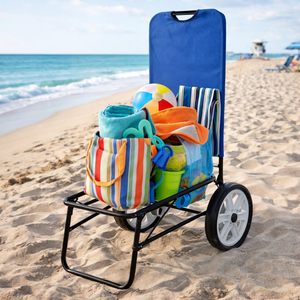 Folding Beach Lounger <b>Trolley</b> 62x49x104 Cm Oxford Fabric Tubular Structure Camping Cart - Product Image 6