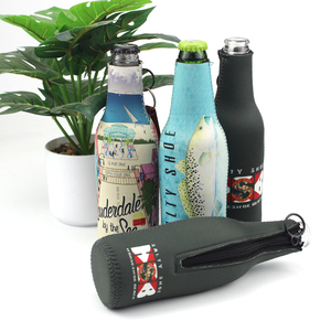 Ucuz özel Logo bira şişesi izolatör kol Zip-up şişe ceket neopren elastik bira şişe soğutucu için parti - Product Image 5