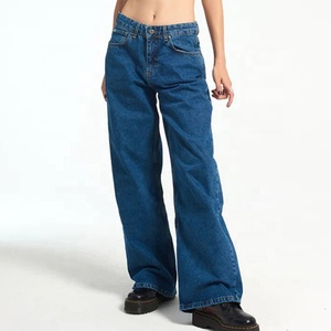 Fabricantes de ropa personalizada, fabricante de China, pantalones vaqueros holgados de cintura alta para mujer de pierna ancha con bolsillo para mujer - Product Image 4