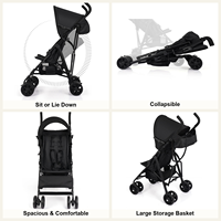 Poussette parapluie compacte 8 roues, pliable, avec position assise ou allongée, châssis métallique et grand panier de rangement pour bébé - Vente en gros