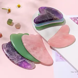 Groothandel Natuurlijke Crystal Massage Tools Custom Face Massager Jade Gua Sha Stone Rose Quartz Guasha