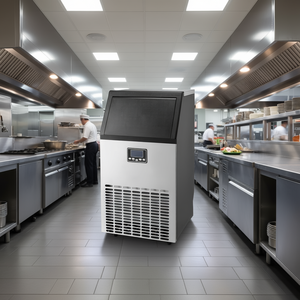 Máquina de hielo comercial independiente de acero inoxidable, produce 100 libras de hielo en 24 horas, para uso en restaurantes y hoteles. - Product Image 2