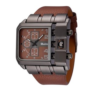 <span class=keywords><strong>Montre</strong></span> à quartz <span class=keywords><strong>Oulm</strong></span> 3364 avec logo personnalisé, grand cadran carré, bracelet en cuir de qualité supérieure, vente en gros OEM ODM pour hommes - Product Image 4