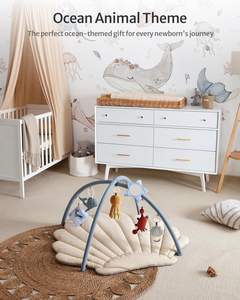 <span class=keywords><strong>Tapis</strong></span> d'éveil pour bébé en forme de coquille, <span class=keywords><strong>tapis</strong></span> de jeu doux et rembourré, jouets suspendus interactifs, tissu non toxique pour le temps passé sur le ventre du nouveau-né, pliable - Product Image 3